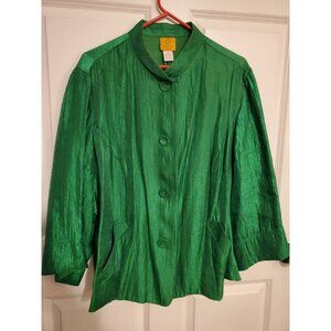 Ruby Red Vintage Women's top/shirt Made in Indonesia Green 22W Plus Size button